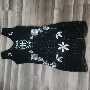 Beautiful 1920's / Gatsby/Art Deco Dress sz Large/XL . Blsck & Silver